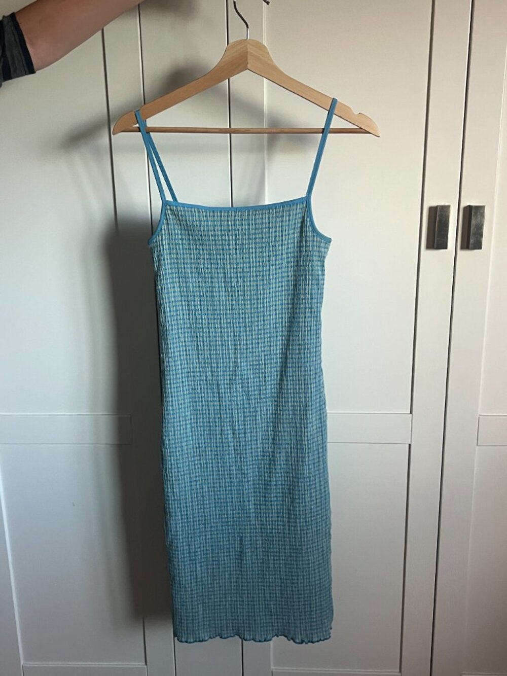 Wilfred Green and Blue Gingham Midi Dress